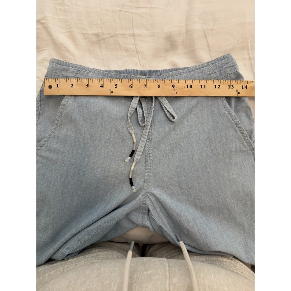 J Crew Seaside Cropped Pants Sz XS Womens Blue Cotton Chambray Drawstring Pocket - Picture 4 of 7
